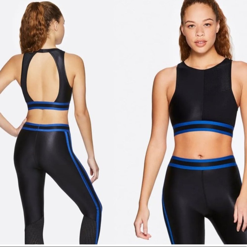 Alala Blocked Pyramid Bra in Black&Blue